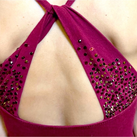 Leotard with self added crystals Burgundy - Picture 2 of 3
